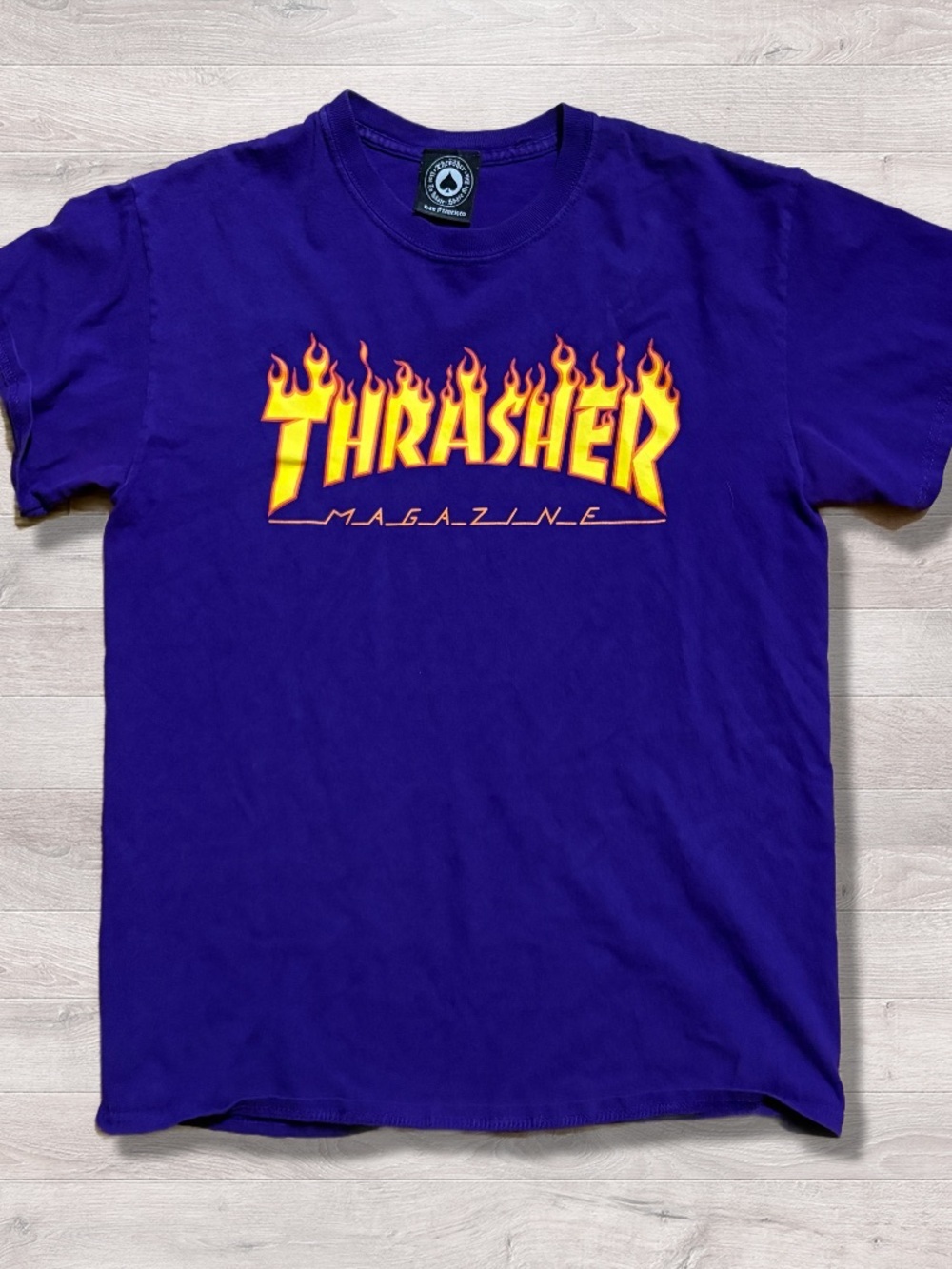 Y2K 2000s Thrasher Magazine Skater Flames Purple Shirt Medium